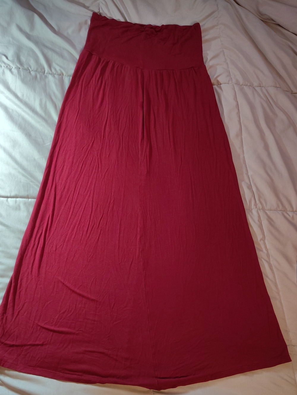 Popana Burgundy Maxi Skirt with Fold-Over Waist